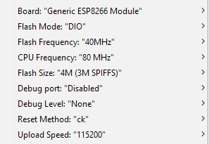 ตัวอย่างการตั้งค่า ESP-12E ใน Arduino IDE