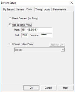 หน้าจอตัวอย่างการตั้งค่า Proxy ฝั่งเครื่องเฝ้าฟัง